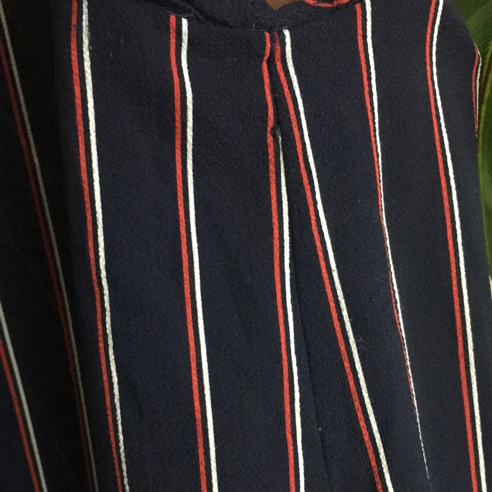 Sweet Wanderer Navy Pinstripe Flutter Sleeve Top - Picture 11 of 11